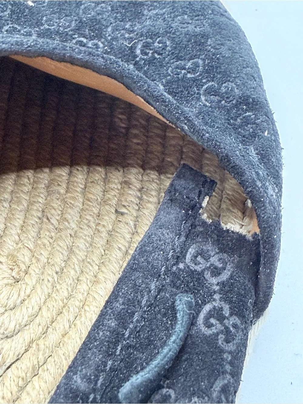 Gucci Black Suede GG Monogram Espadrilles
